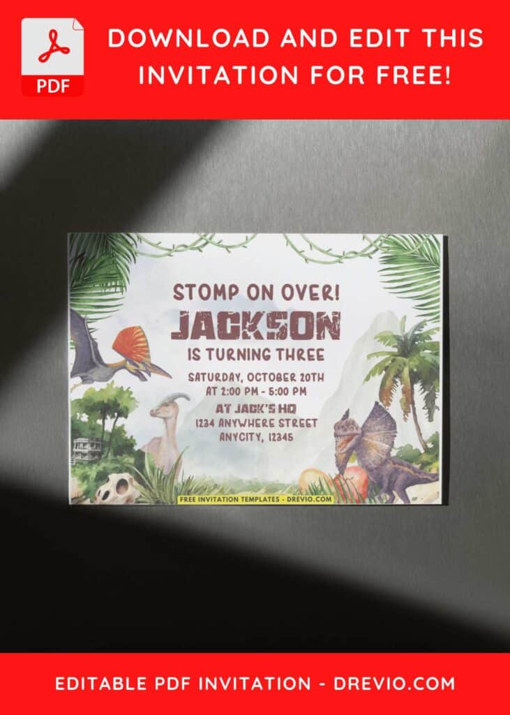 Jurassic Dinosaur Birthday Invitations