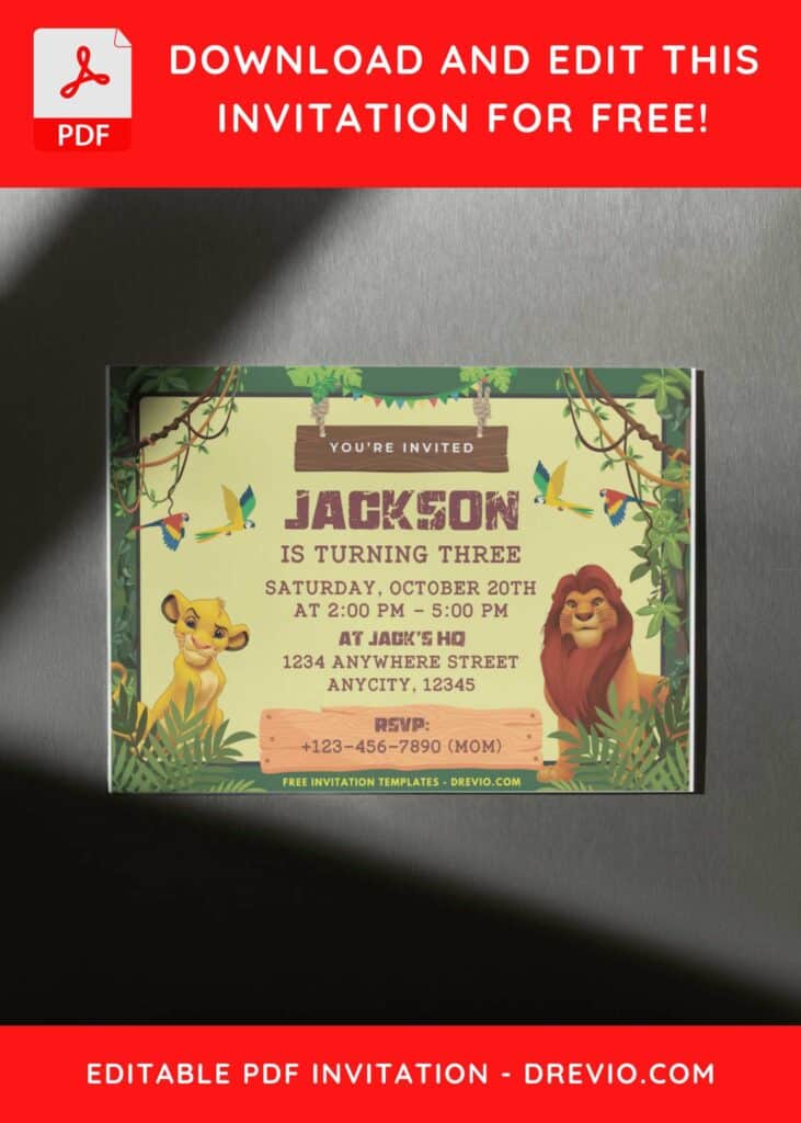 Disney Lion King Birthday Invitations