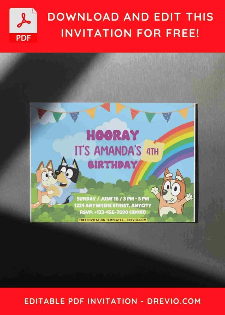 Bluey holding Bingo Kids Birthday Invitation