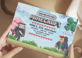 Minecraft Ender Dragon Warrior Birthday Invitation