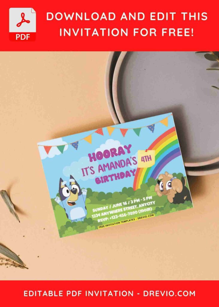 Bluey First Birthday Invitation