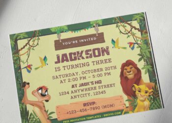 Lion King Simba and Mufasa Birthday Invitations