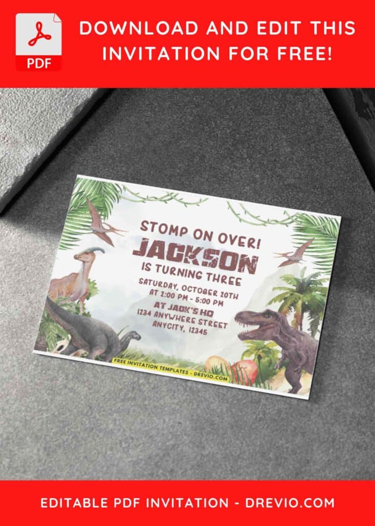 Awesome Dinosaur Birthday Invitations