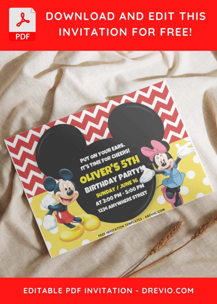 Mickey and Minnie Mouse Birthday Invitation