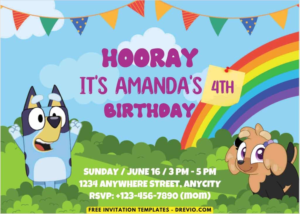 Bluey Birthday Invitation Templates