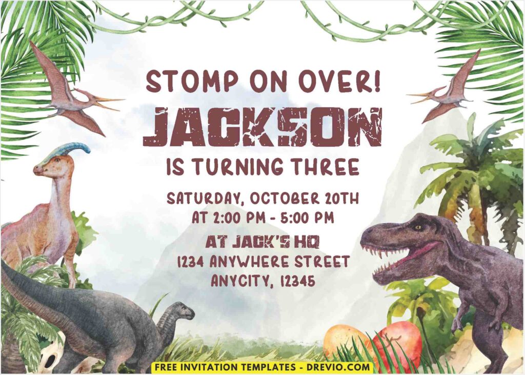 Tyrannosaurus T-Rex Dinosaur Birthday Invitations