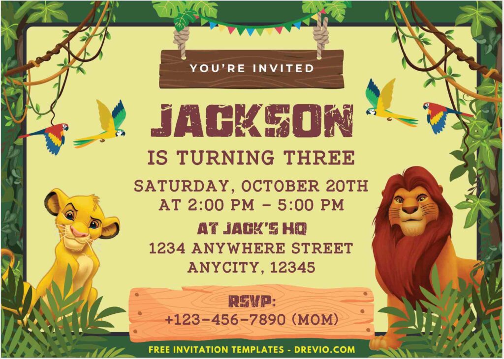 Lion King Birthday Invitations