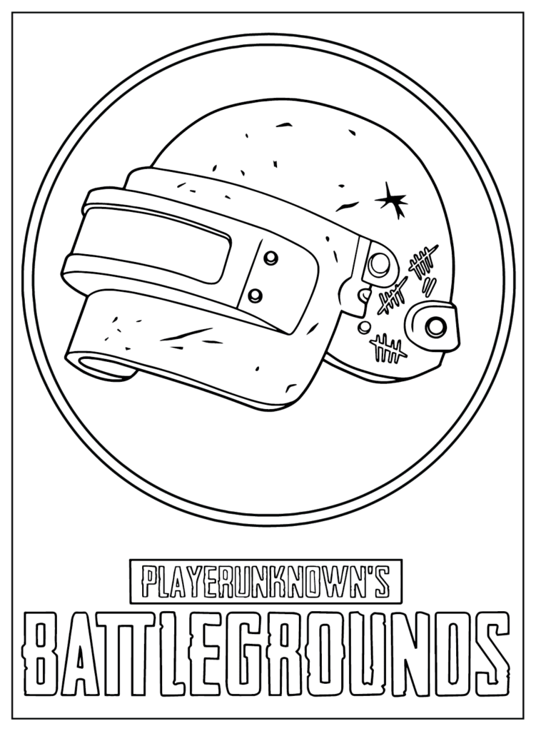 PUBG Level 3 Helmet Coloring Pages Templates