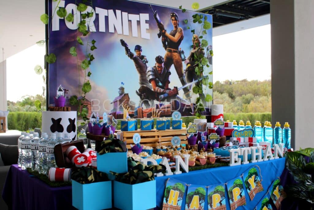 Custom Fortnite birthday bunting flag banner