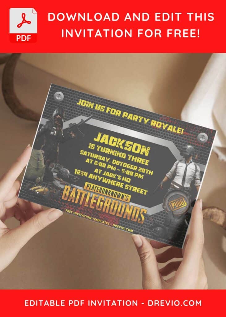 PUBG Kids Birthday Invitation Templates