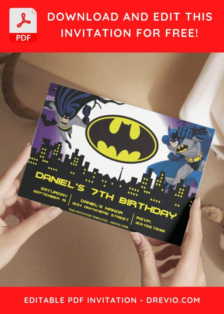 DC Batman Birthday Invitations