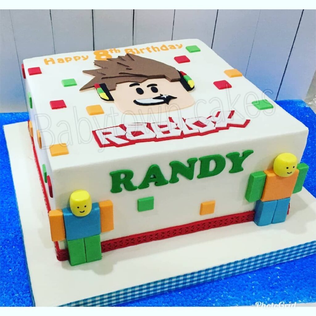 Roblox Cake with edible pixel and characters