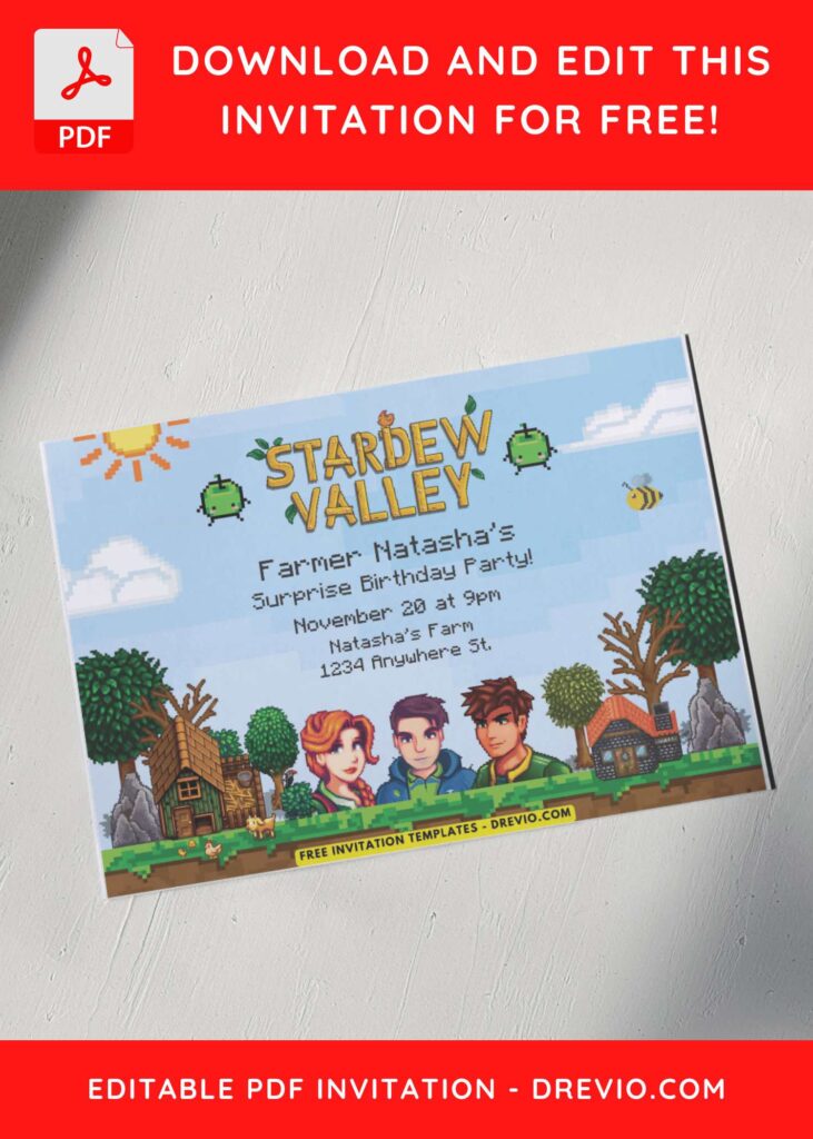 Stardew Valley - Alex and Shane Birthday Invitations