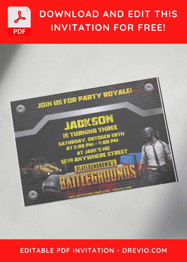 PUBG Buggy Birthday Invitations