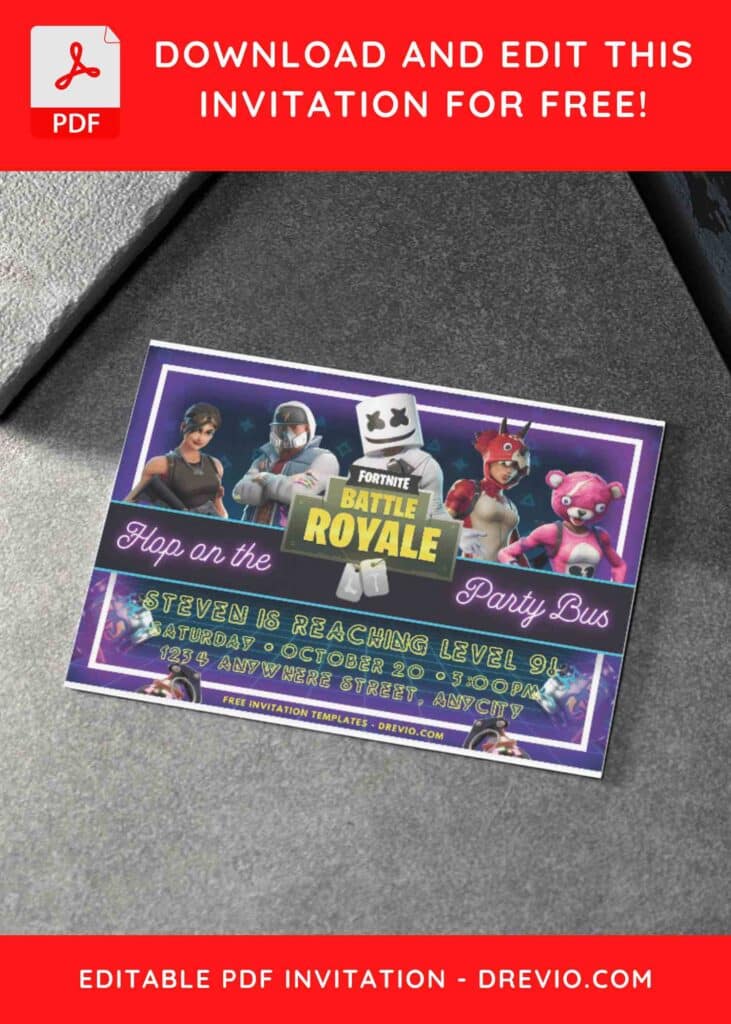 Fortnite Birthday Invitations