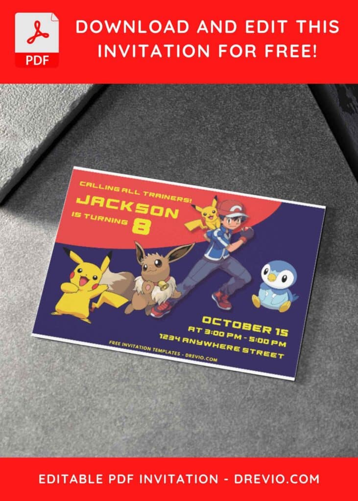 Pokemon Go Pikachu and Squirtle Birthday Invitations