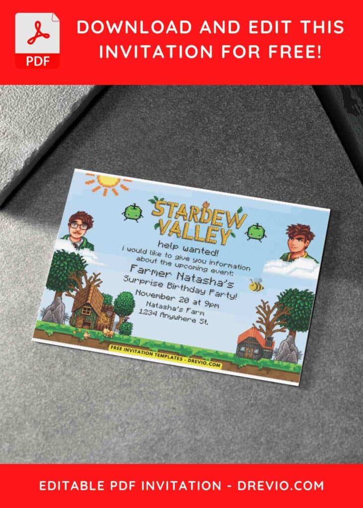 Stardew Valley Harvey Birthday Invitations