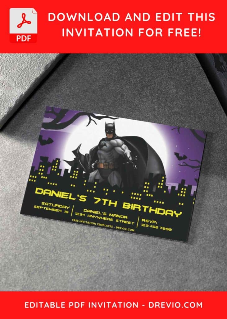 Batman Kids Birthday Invitations