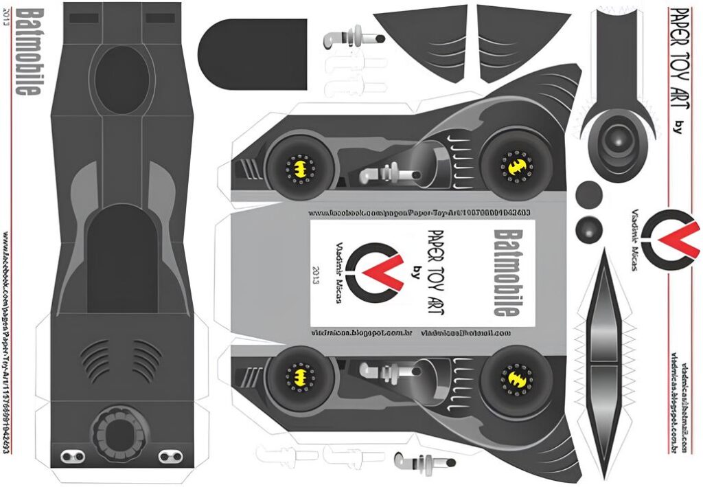 Batmobile Papercraft Cutting Template