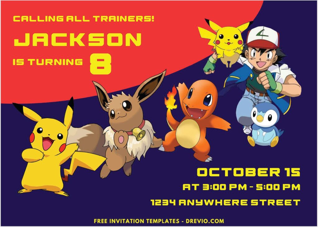 Cute Pokemon Go Birthday Invitations