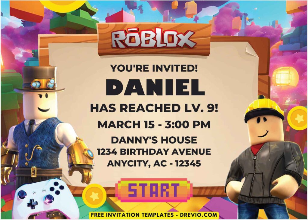 Roblox Birthday Invitations