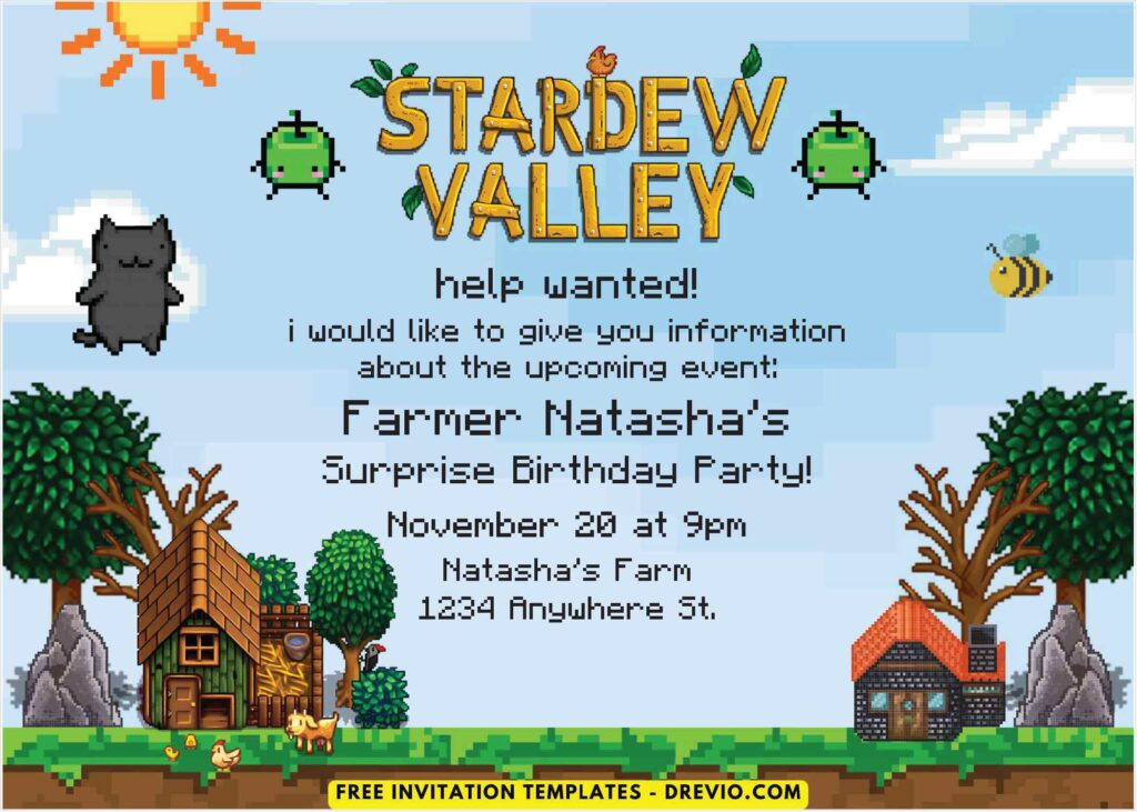 Stardew Valley Birthday Invitations