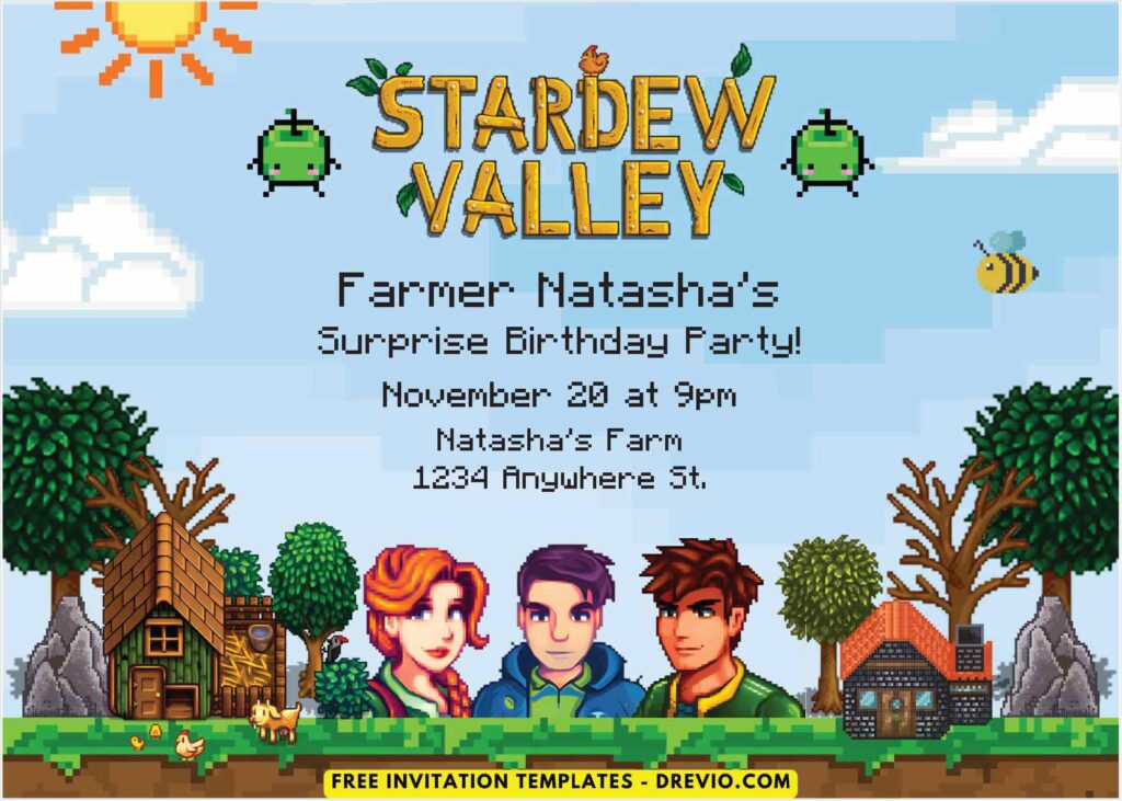 Stardew Valley Farmer Birthday Invitations